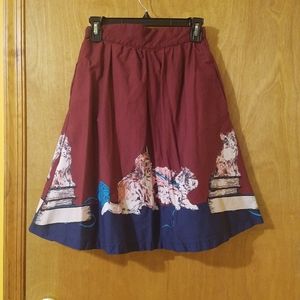 ModCloth | Kittens and Books Skirt with Pockets